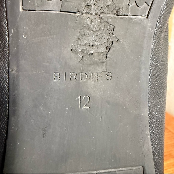 Birdies Starling Leather Loafer Flat Women 12 Black Laser Cut‎ Slip On Shoe - Picture 10 of 10